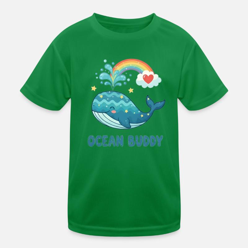 Wunderlicher Ozeanwal mit Regenbogenherz Kinder Funktions-T-Shirt