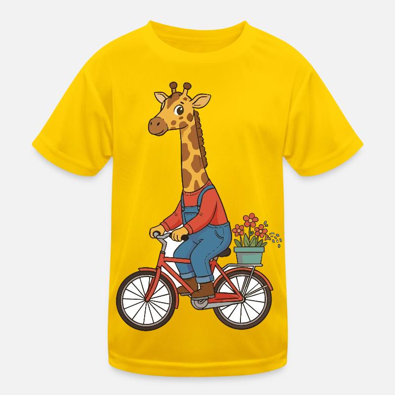 Whimsical Giraffe Rider Design Kids Functional T-Shirt