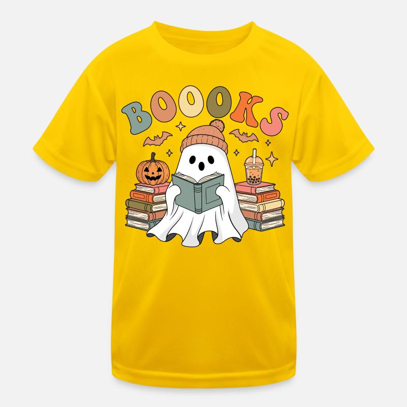 Reading Ghost Halloween Kids Functional T-Shirt