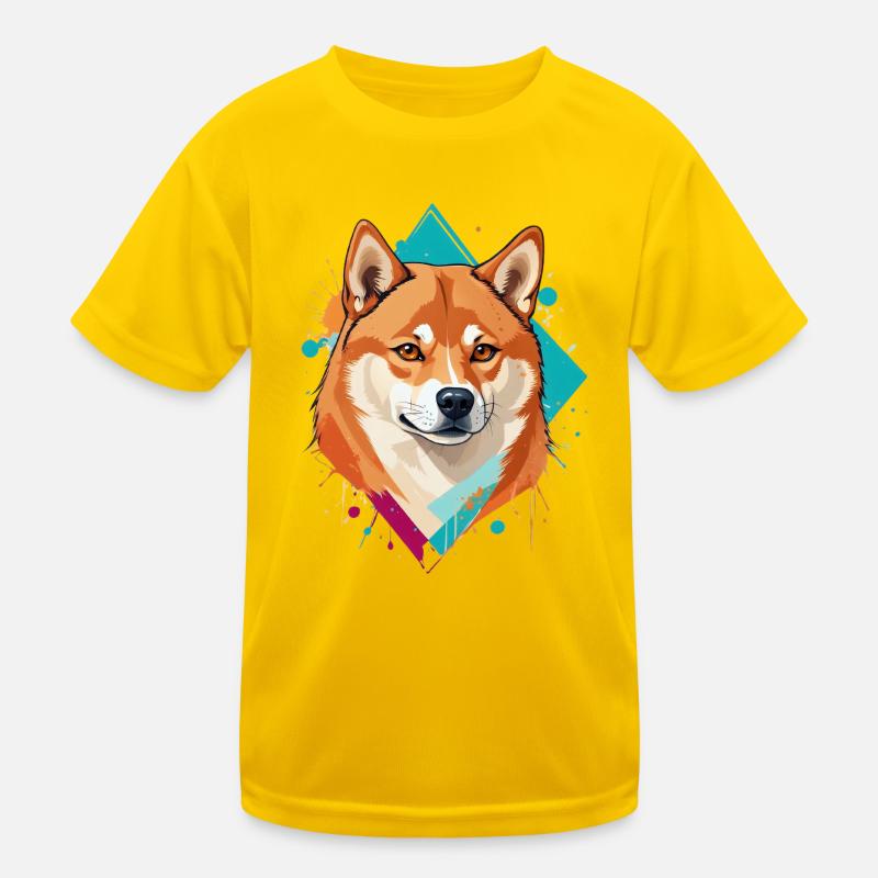 Shiba Inu Geometric Solid Colors Kids Functional T-Shirt