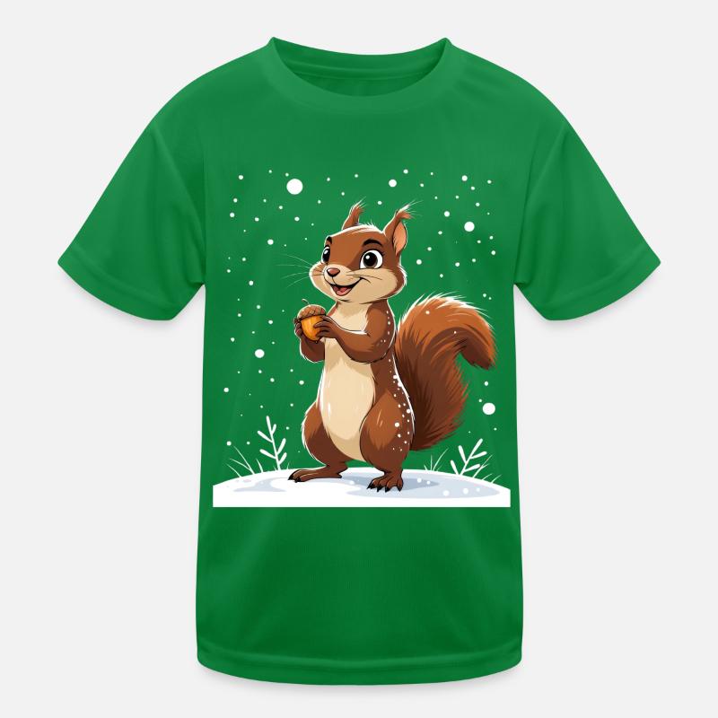 Winterliches Eichhörnchen mit Eichel Kinder Funktions-T-Shirt