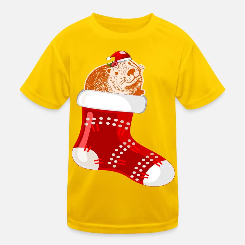 WEIHNACHTSMANN WEIHNACHTSSTRÜMPFE CAPYBARA Kinder Funktions-T-Shirt