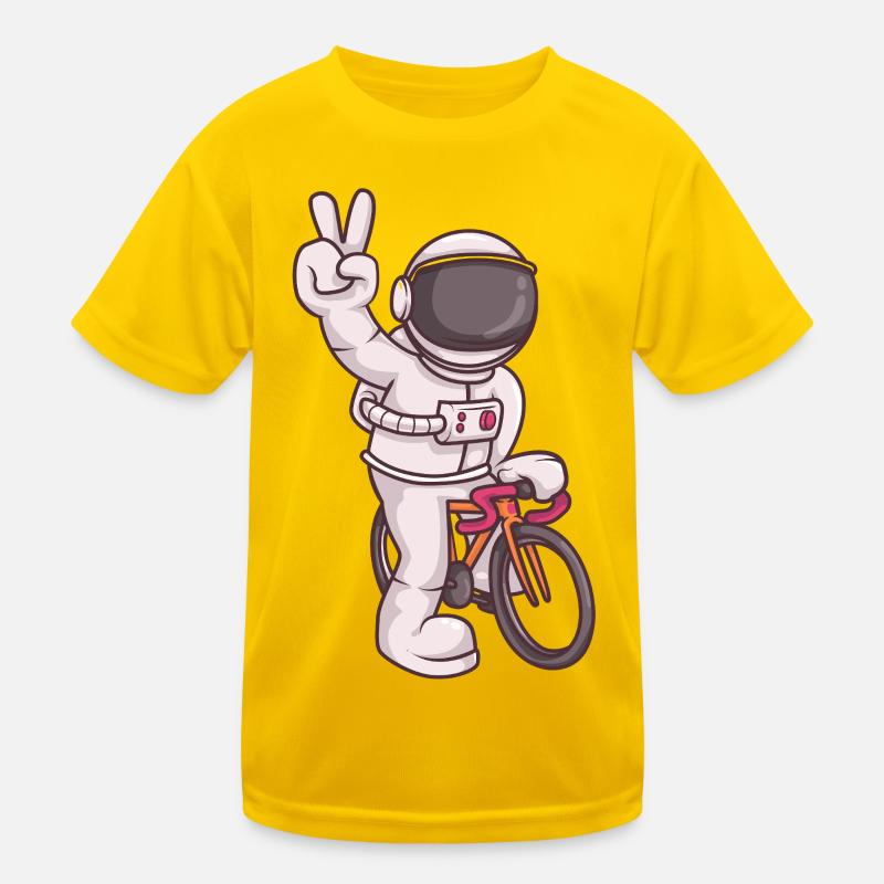 Astronaute chevauchant un vélo fixie – Peace Pose Space T-shirt sport Enfant