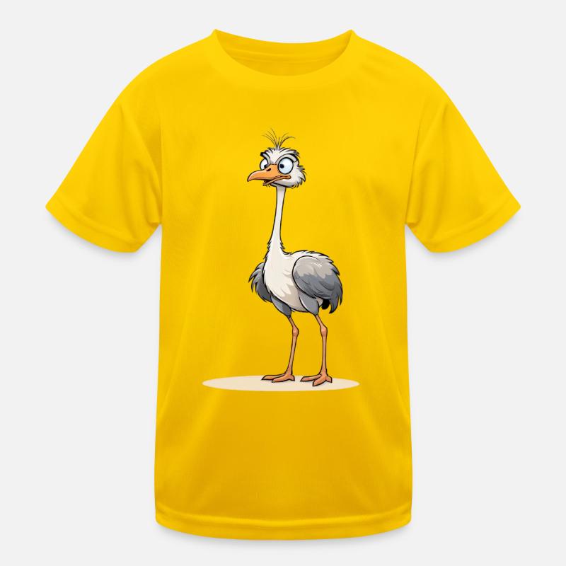 Neugieriger Straussvogel mit Blitzblick Kinder Funktions-T-Shirt