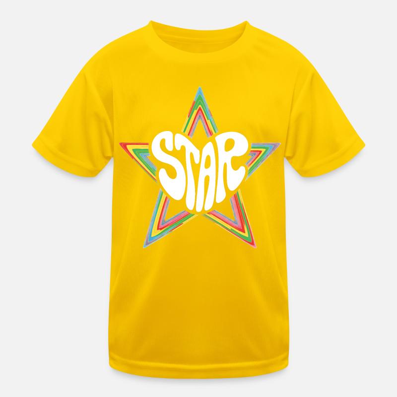 Space Star Psychedelic Rainbow - Kids Functional T-Shirt - egg yellow