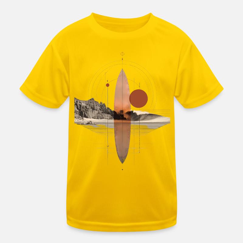 Copper Waves Orbit - Geometric Surfboard Kids Functional T-Shirt