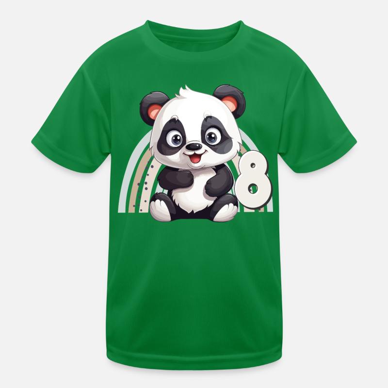 8. Geburtstag Panda Bär Regenbogen Süß Niedlich Kinder Funktions-T-Shirt