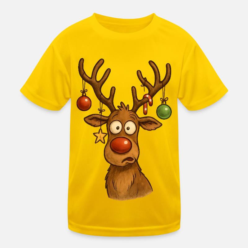 Reh mit Weihnachtskugeln Kinder Funktions-T-Shirt
