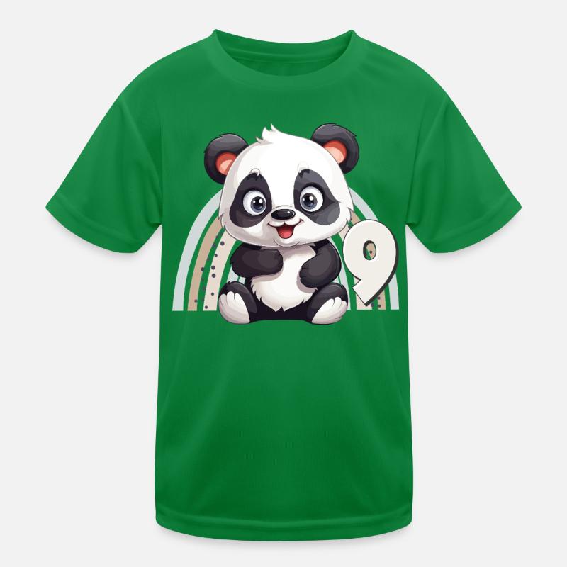 9ème anniversaire Panda Ours Arc-en-ciel Mignon Mignon T-shirt sport Enfant