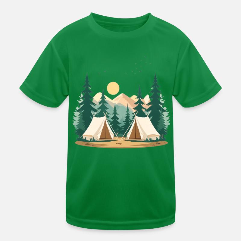 Night Forest Camping Illustration Kids Functional T-Shirt
