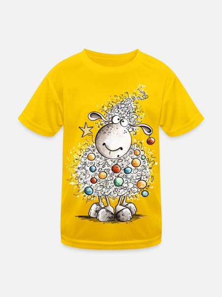 Fleece Navidad Schaf Weihnachten  - Kinder Funktions-T-Shirt - Eigelb