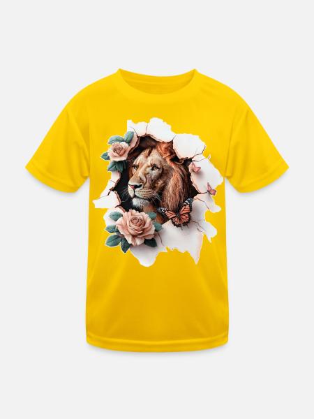 Löwe Vintage - Kinder Funktions-T-Shirt - Eigelb