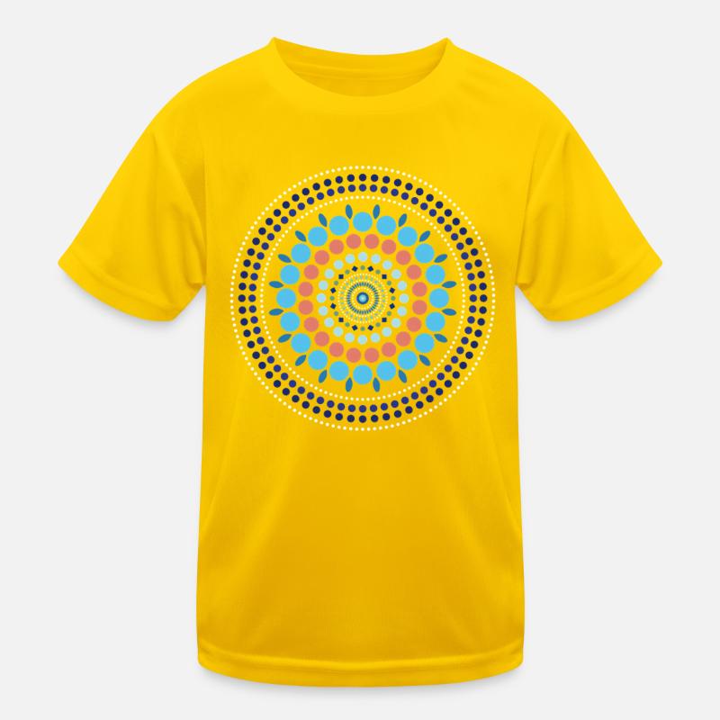 Blue Gradient Dot Mandala Kinder Funktions-T-Shirt