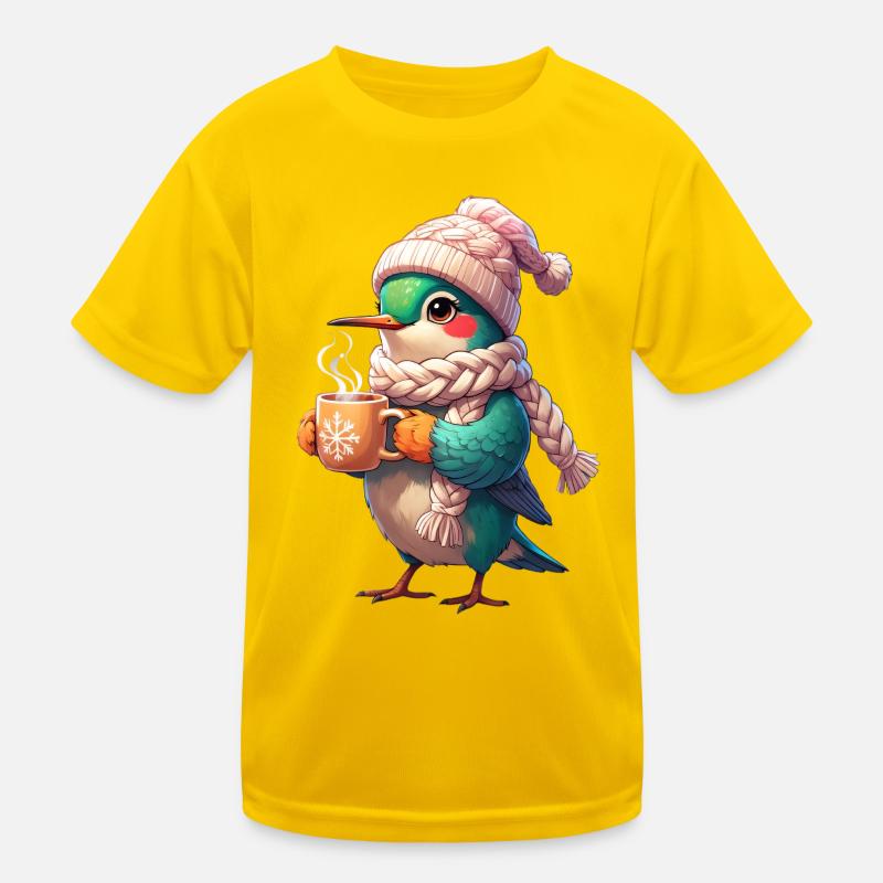 Winterkörniger Vogel Schal Kinder Funktions-T-Shirt