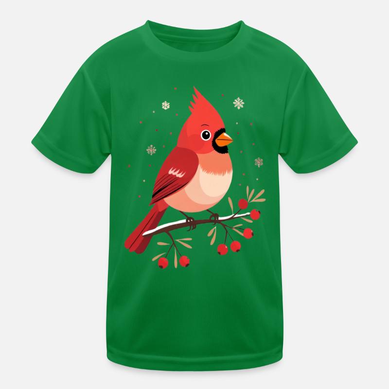 Winter Cardinal on Branch Kids Functional T-Shirt