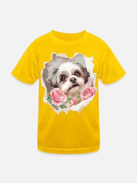 Shih Tzu Vintage - Kinder Funktions-T-Shirt - Eigelb