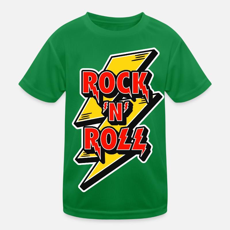 Rock 'N' Roll Lightning Bolt Emblem Kids Functional T-Shirt