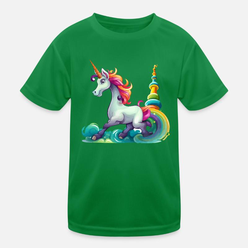 Rainbow Unicorn Carnival Design Kids Functional T-Shirt