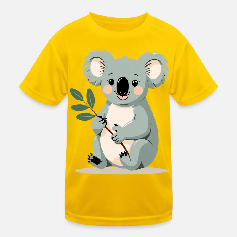 Small koala with a leaf branch Kids Functional T-Shirt