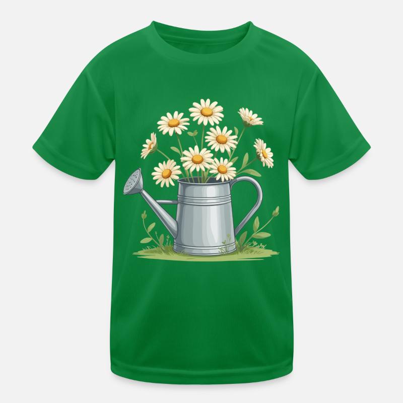 Gänseblümchen in der Gießkanne Kinder Funktions-T-Shirt