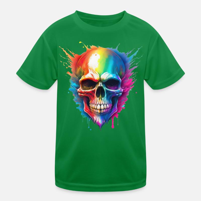 Rainbow Skull Color Explosion Kids Functional T-Shirt
