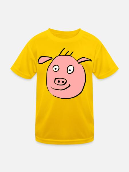 Visage de cochon mignon - T-shirt sport Enfant - jaune d'œuf - Devant