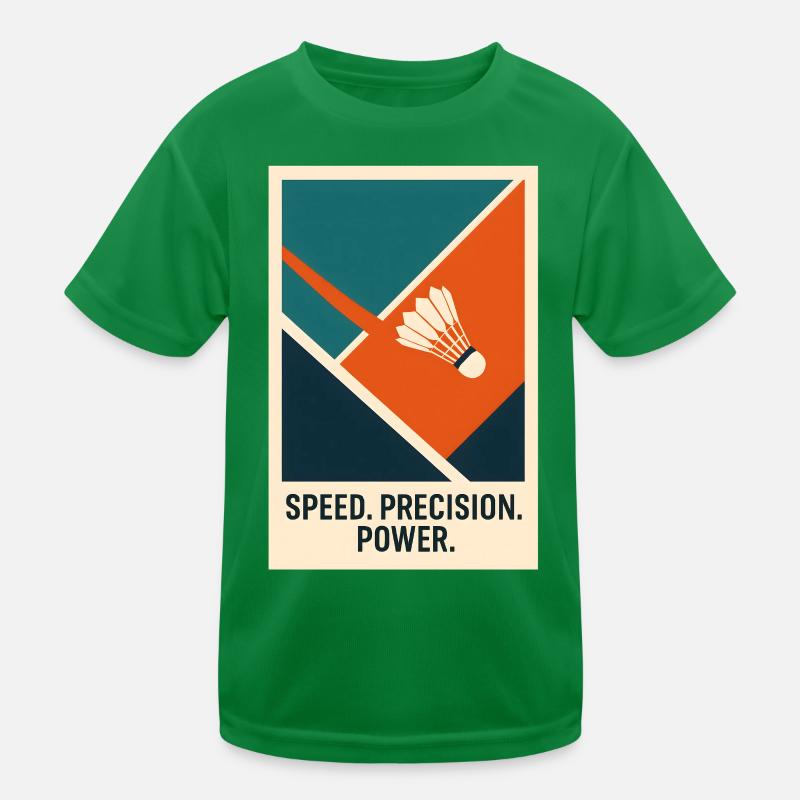 Speed Precision Power | Badminton Statement Kinder Funktions-T-Shirt