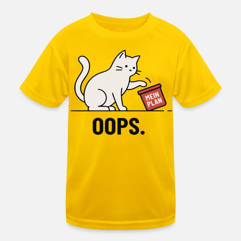 Mein Plan… Oops – Lustige Katze Kinder Funktions-T-Shirt