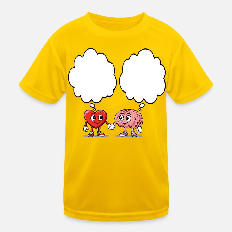Heart and brain holding hands Kids Functional T-Shirt