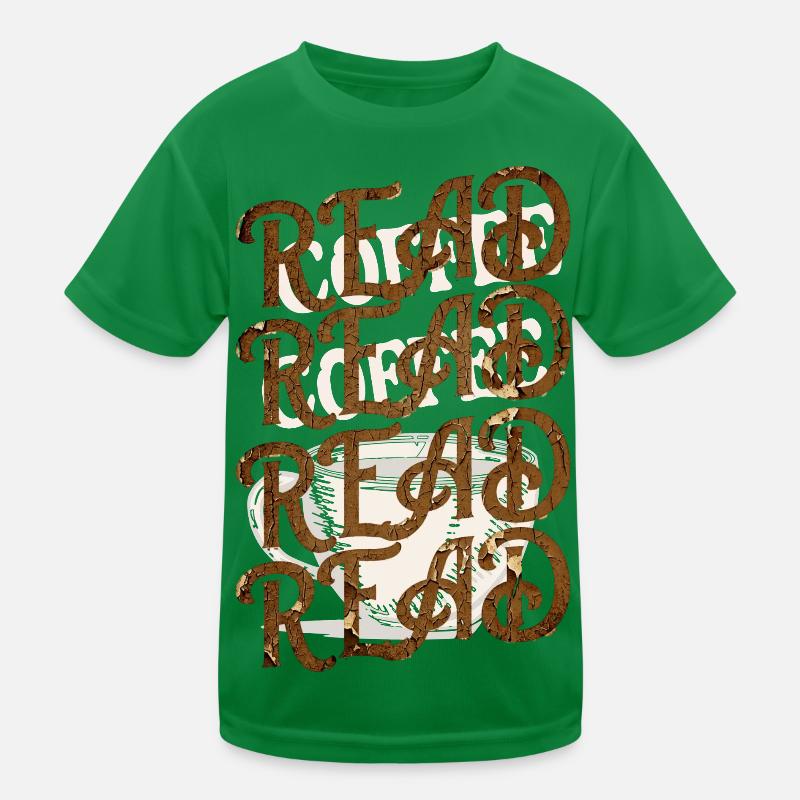 Read Design - Vintage Look mit Kaffeehintergrund Kinder Funktions-T-Shirt