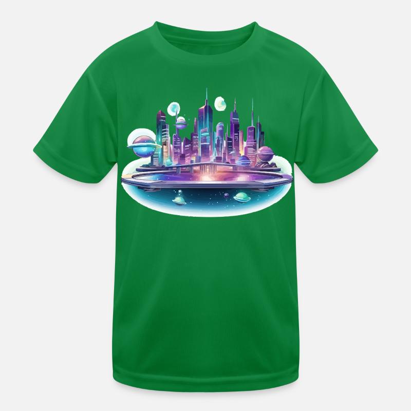 Silhouette de la Cité Spatiale Néon T-shirt sport Enfant