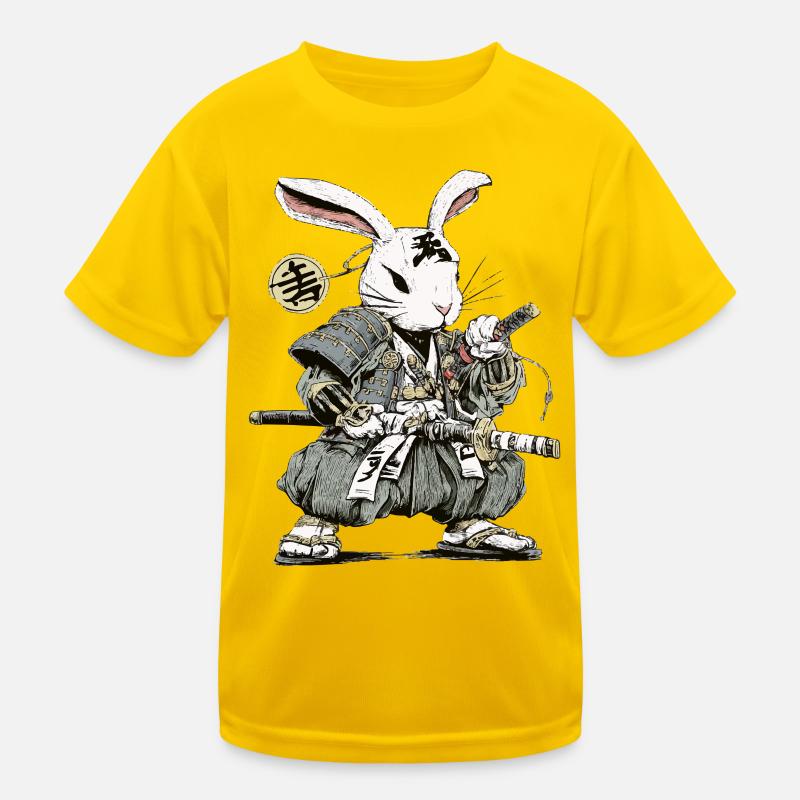 Rabbit Samurai Warrior with Katana Kids Functional T-Shirt
