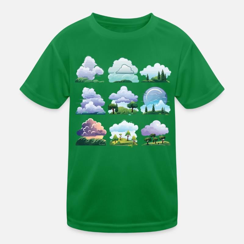 Cloudscapes Cartoon Set Kids Functional T-Shirt