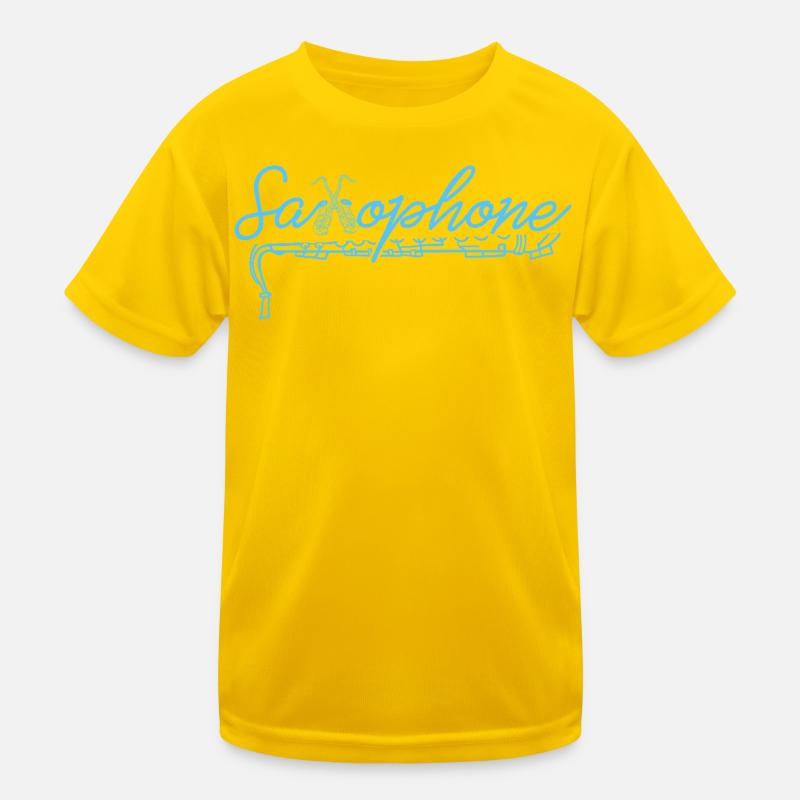 Saxophone Word-Art Jazz Script Kids Functional T-Shirt