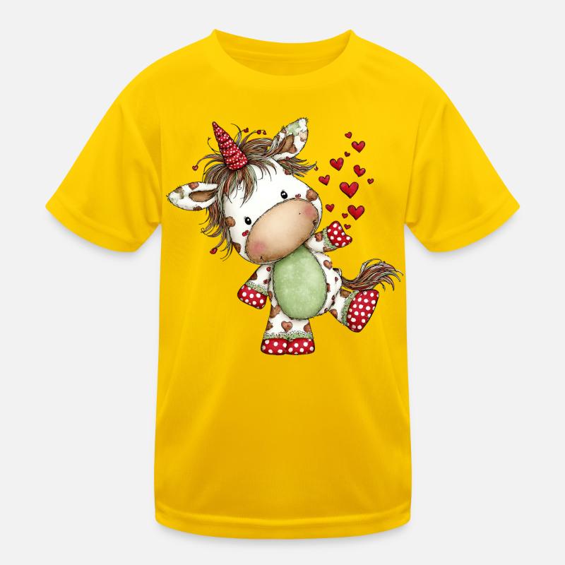 Süßes Herz-Einhorn: Verspieltes Comic-Design Kinder Funktions-T-Shirt