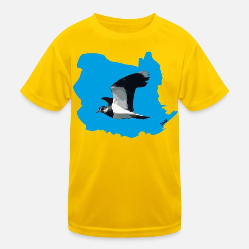 Lapwing (Vanellus vanellus) in flight (BG blue) Kids Functional T-Shirt