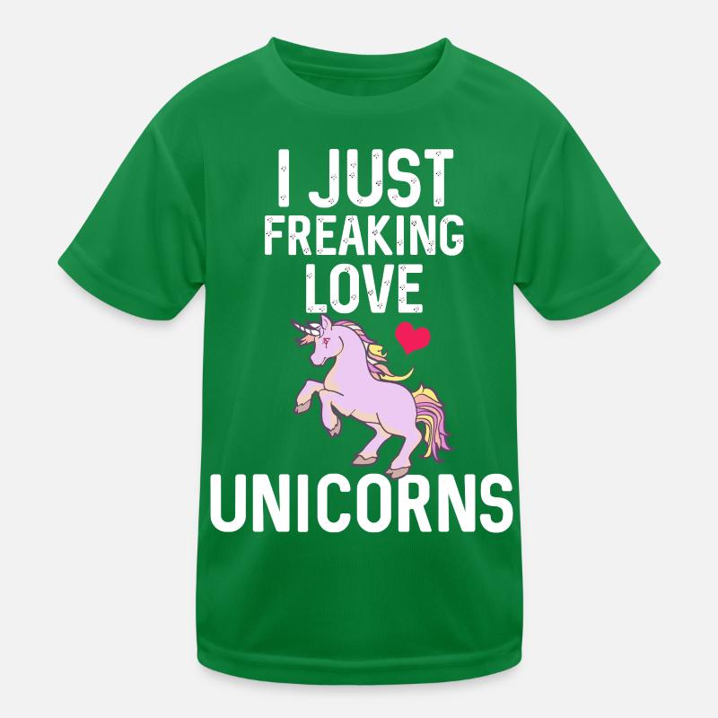 I Freaking Love Unicorns Geschenk Kinder Funktions-T-Shirt
