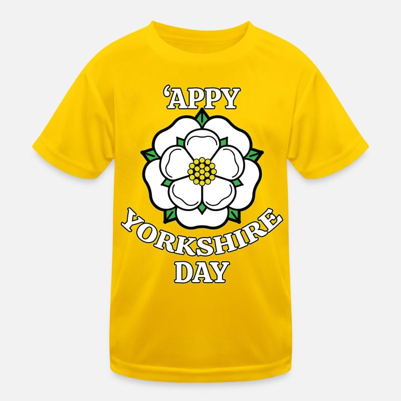 Frohen Yorkshire-Tag, White Rose County Kinder Funktions-T-Shirt