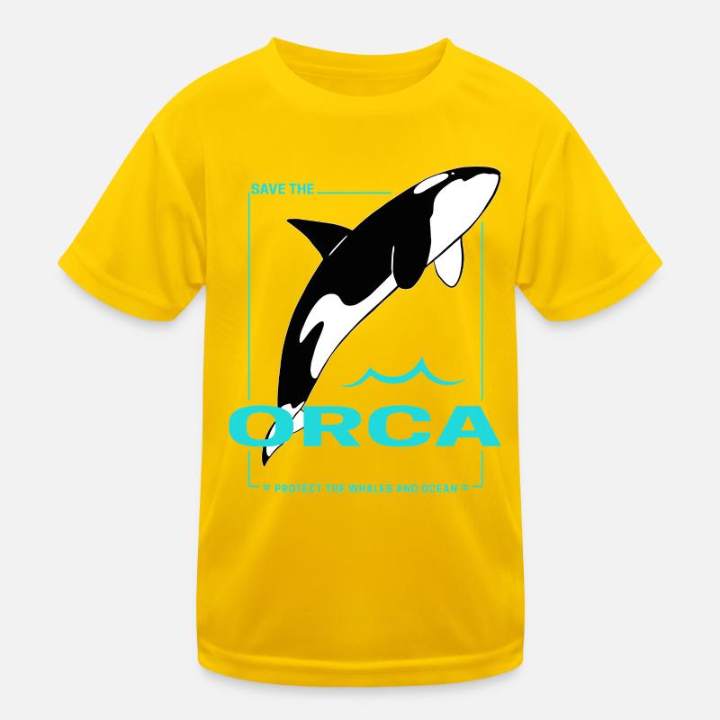Orca Schützt die Wale und Meer Killerwal Design Kinder Funktions-T-Shirt