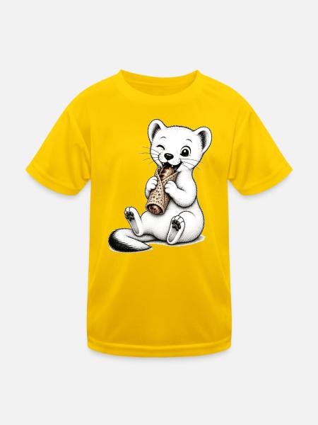 L-Hermelin-Wurstpatty - Kinder Funktions-T-Shirt - Eigelb