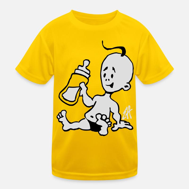 Baby mit einer Milchflasche Kinder Funktions-T-Shirt