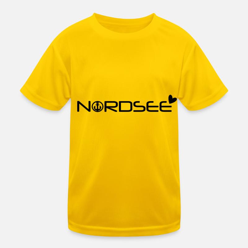Nordsee mit Anker und Herz [black] Kinder Funktions-T-Shirt