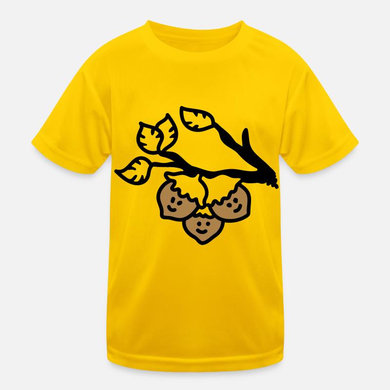 Three hazelnuts on the branch - Kids Functional T-Shirt - egg yellow