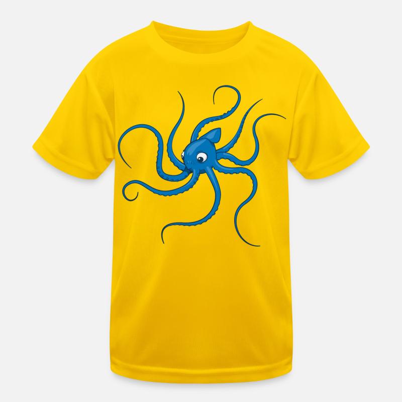 Oktopus blau Kinder Funktions-T-Shirt