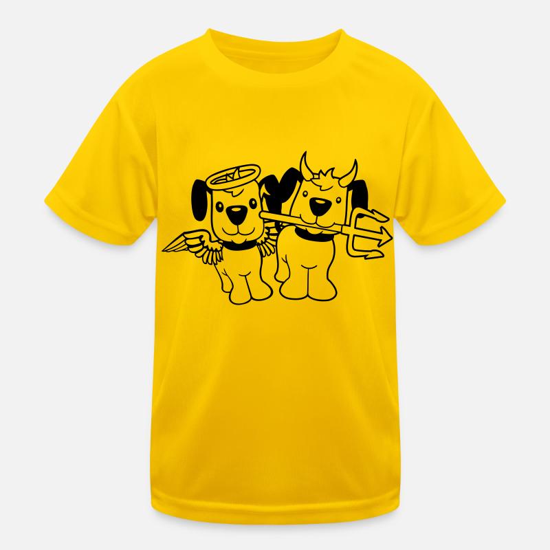 2 Dogs Angel Devil Satan Heaven Hell Conscience Kids Functional T-Shirt