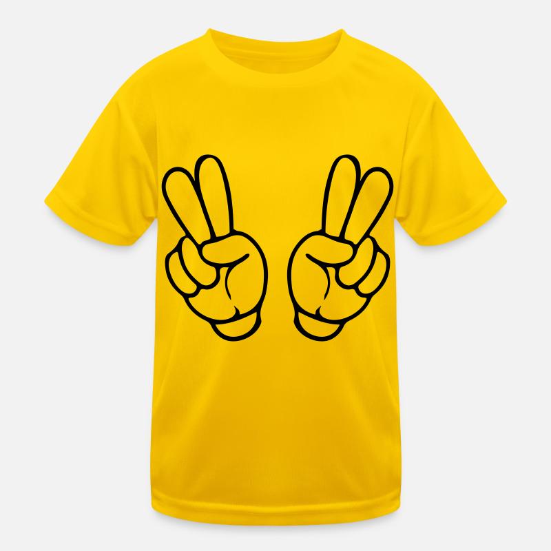hands peace comic Kinder Funktions-T-Shirt