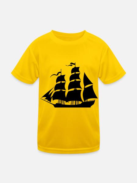 Sailboat de - Kinder Funktions-T-Shirt - Eigelb - Vorne