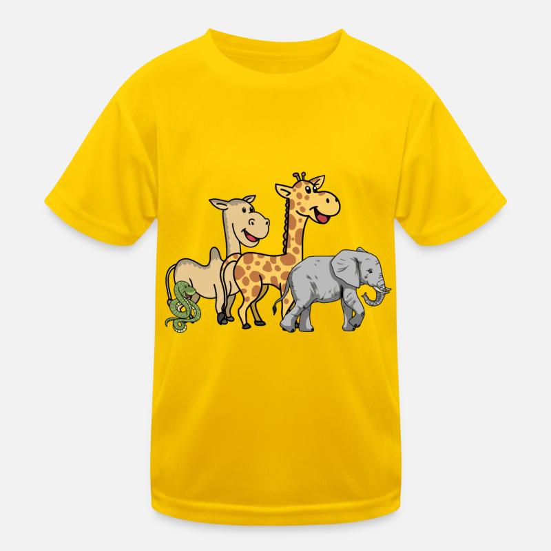 Afrika Wildtiere Elefant Giraffe Kamel Schlange Kinder Funktions-T-Shirt