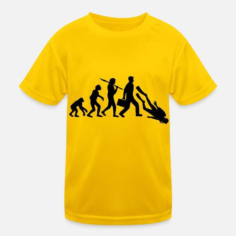evolution diver sport fun development funny v Kids Functional T-Shirt