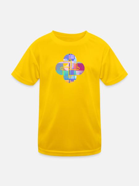 Mosaik-Wolkenkreuz - Kinder Funktions-T-Shirt - Eigelb